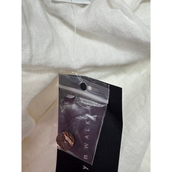 Bryn Walker Cinzia Light Linen Elastic Waist High-Low Hem A-Line Skirt White XXL - Picture 9 of 11